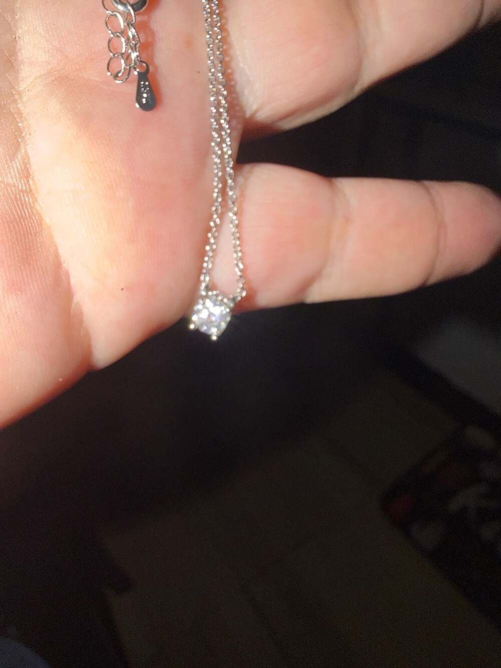 Silver Solitaire necklace 18 inch with center moissanite stone